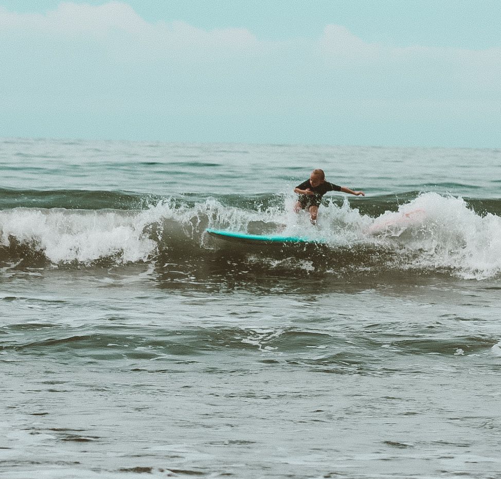 Surfing in action